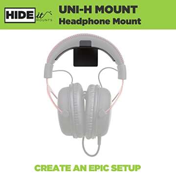 HIDEit Mounts Uni-H Universal Headset Wall Mount - American Company, Black Steel Gaming Accessories ...