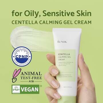 IUNIK Centella 70% Calming Gel Cream Vegan Non-Sticky Moisturizing Blemish Care w/Centella Asiatica ...