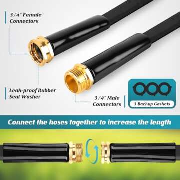 CXEZSIK Garden Hose Non-Expanding 100ft, Flexible Garden Hose with 10 Function Hose Nozzle, Lightwei...