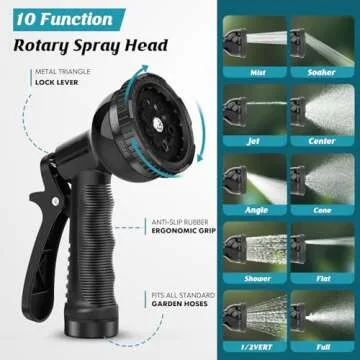CXEZSIK Garden Hose Non-Expanding 100ft, Flexible Garden Hose with 10 Function Hose Nozzle, Lightweight, Kink Free and Water Hose for Outdoor,Yard, Lawn, Car Wash, Marine,and Camper Use