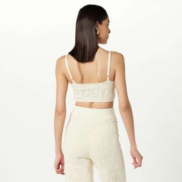 The Drop Women's Diza Crochet Bralette, Birch, L