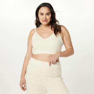 The Drop Women's Diza Crochet Bralette, Birch, L