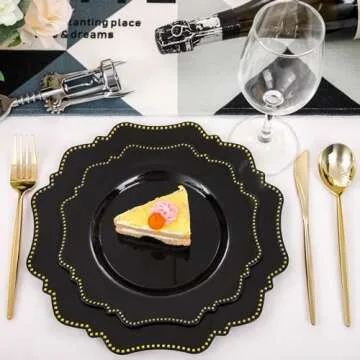 COLOSUS 100 Pack Black and Gold Party Plates Set