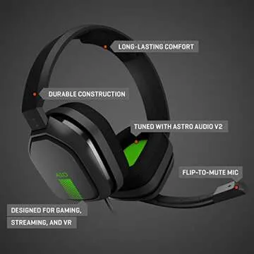 ASTRO Gaming A10 Wired Gaming Headset, Lightweight and Damage Resistant, ASTRO Audio, 3.5 mm Audio Jack, for Xbox Series X|S| One, PS5, PS4, Nintendo Switch, PC, Mac- Black/Green