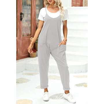 Tongmingyun Womens Casual Sleeveless Jumpsuits Spaghetti Strap Loose Romper Long Pants with Pockets