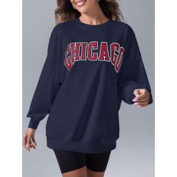 Chic Women's Oversized CHICAGO Sweatshirt for Casual Style