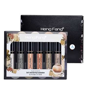 LAMUSELAND Glitter Liquid Eyeshadow, 6 Colors/set Shimmer Metallic Shiny High Pigmented Eyeshadow Pencil Set, Long Lasting Waterproof Sparkling Eye Makeup Tool for Women Girls (A)