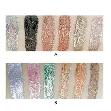 LAMUSELAND Glitter Liquid Eyeshadow, 6 Colors/set Shimmer Metallic Shiny High Pigmented Eyeshadow Pencil Set, Long Lasting Waterproof Sparkling Eye Makeup Tool for Women Girls (A)