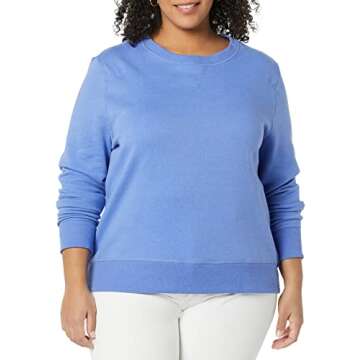 Amazon Essentials Women's French Terry Fleece Crewneck Sweatshirt (Available in Plus Size), Blue, X-Small