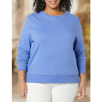 Amazon Essentials Women's French Terry Fleece Crewneck Sweatshirt (Available in Plus Size), Blue, X-Small