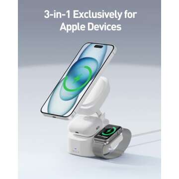 iWALK Magnetic Wireless Charger,3 in 1 Foldable Charger Stand,Adjustable Charging Station for Apple ...