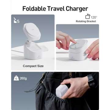 iWALK Magnetic Wireless Charger,3 in 1 Foldable Charger Stand,Adjustable Charging Station for Apple Devices Compatible with iPhone 16/15/14/13/12 Apple Watch AirPods (20W USB-C Charger Included)
