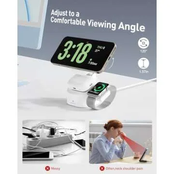 iWALK Magnetic Wireless Charger,3 in 1 Foldable Charger Stand,Adjustable Charging Station for Apple Devices Compatible with iPhone 16/15/14/13/12 Apple Watch AirPods (20W USB-C Charger Included)