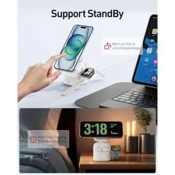 iWALK Magnetic Wireless Charger,3 in 1 Foldable Charger Stand,Adjustable Charging Station for Apple Devices Compatible with iPhone 16/15/14/13/12 Apple Watch AirPods (20W USB-C Charger Included)