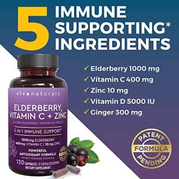 Antarctic Krill Oil, Elderberry Vitamin C & Zinc and Triple-Strength Omega 3 Fish Oil Bundle, 1250 mg Krill Oil and 2,500 mg Fish Oil Providing Omega 3 EPA and DHA, Elderberry for Immune Support