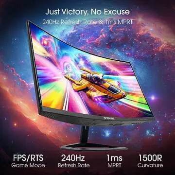 Sceptre 27-inch Curved Gaming Monitor up to 240Hz DisplayPort HDMI 1ms 99% sRGB Build-in Speakers, R1500 Machine Black 2023 (C275B-FWT240)