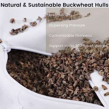 ZonLi Buckwheat Meditation Cushion - Eco-Friendly Yoga Pillow with Knee Support and Carry Bag