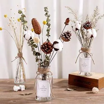 GTIDEA 23" Cotton Stems Farmhouse Decorations, 20 Balls Fake Cotton Flowers Natural Dried Cotton Plant for Home Decor Floral Arrangment Wedding Party Kitchen Vase Decor