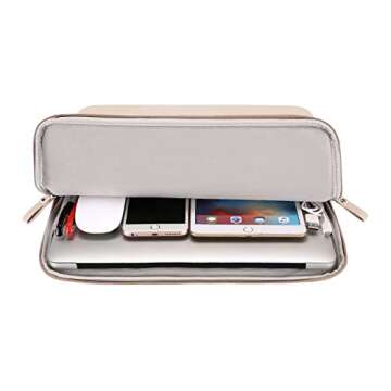 MOSISO Laptop Sleeve Bag 16 inch Compatible with MacBook Air 15 inch 2025-2023 M3 M2/Pro 16 inch 2025-2019 M4 M3 M2 M1, 15-15.6 inch Notebook, PU Leather Padded Bag Waterproof Case, Apricot