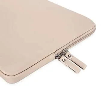 MOSISO Laptop Sleeve Bag 16 inch Compatible with MacBook Air 15 inch 2025-2023 M3 M2/Pro 16 inch 2025-2019 M4 M3 M2 M1, 15-15.6 inch Notebook, PU Leather Padded Bag Waterproof Case, Apricot