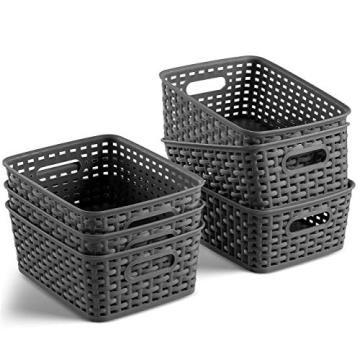 Versatile Set of 6 Plastic Storage Baskets for Organization