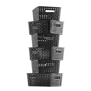 Versatile Set of 6 Plastic Storage Baskets for Organization