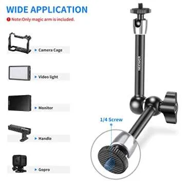 Neewer 11 inches Adjustable Friction Articulating Magic Arm with Both 1/4-inch Thread Screw Compatible with DSLR Camera Rig, LED Light, Field Monitor and Flash, etc Load up to 3 Kilograms/6.6 Pounds