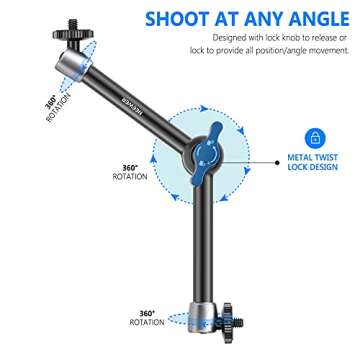 Neewer 11 inches Adjustable Friction Articulating Magic Arm with Both 1/4-inch Thread Screw Compatible with DSLR Camera Rig, LED Light, Field Monitor and Flash, etc Load up to 3 Kilograms/6.6 Pounds