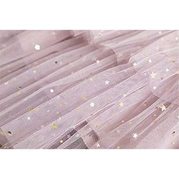 TTYAOVO Girls Little Stars Printed Layered Tutu Tulle Flower Princess Party Dresses 1270-A Pink Size(110) 3-4 Years