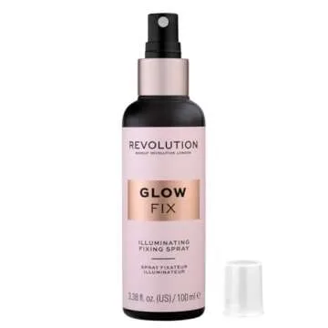 Makeup Revolution, Glow Fix Illuminating Fixing Spray, Glow Finish, Hydrating & Brightening Setting Spray for Face, Vegan & Cruelty-Free, 3.38fl.oz