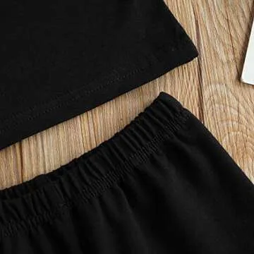 iddolaka Toddler Baby Girl Cotton One Shoulder Tank Top Vest+Shorts Solid Color Two Piece Outfit Set Casual Summer Clothes (A-Black, 3-4T)