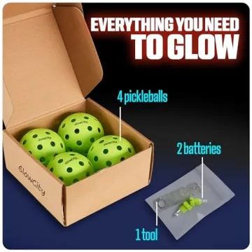 GlowCity LED Pickleball Set for Nighttime Play 12-20 Hours