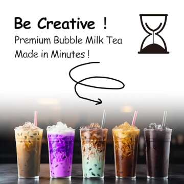 Boba Moo Premium Boba Tea Kit Combo (Classic & Taro) - Only 10,000 Kits Yearly, Small Batch Bubble Tea Kit With Exceptional Taste & Chewiness, Vegan, Lactose-Free, 6 Servings