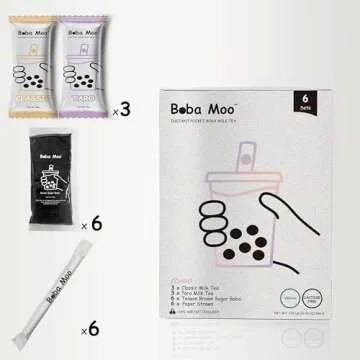 Boba Moo Premium Boba Tea Kit Combo (Classic & Taro) - Only 10,000 Kits Yearly, Small Batch Bubble Tea Kit With Exceptional Taste & Chewiness, Vegan, Lactose-Free, 6 Servings