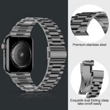 iiteeology Lightweight Stainless Steel Band Designed for Apple Watch Ultra 2 & Ultra, Series 1-10, 4...