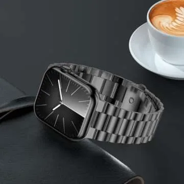 iiteeology Lightweight Stainless Steel Band Designed for Apple Watch Ultra 2 & Ultra, Series 1-10, 46mm, 45mm, 44mm, 42mm, Replacement iWatch Bands for Men & Women,Space Gray