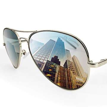 Gioventù Aviator Sunglasses Premium Military for Men and Women 100% UV, Lightweight Polarized UV Pr...