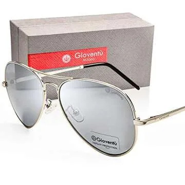 Gioventù Aviator Sunglasses Premium Military for Men and Women 100% UV, Lightweight Polarized UV Protection Solid Sport Sunglasses,UV400 Protection Ideal for Driving Fishing Cycling and Running