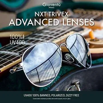 Gioventù Aviator Sunglasses Premium Military for Men and Women 100% UV, Lightweight Polarized UV Protection Solid Sport Sunglasses,UV400 Protection Ideal for Driving Fishing Cycling and Running