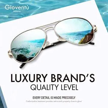 Gioventù Aviator Sunglasses Premium Military for Men and Women 100% UV, Lightweight Polarized UV Protection Solid Sport Sunglasses,UV400 Protection Ideal for Driving Fishing Cycling and Running