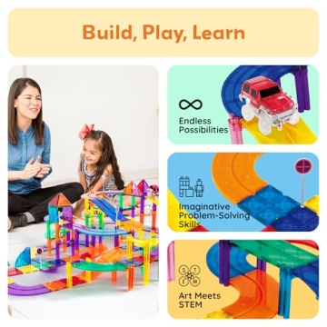 PicassoTiles 50 Piece Race Car Track Building Block Set