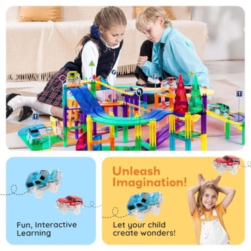 PicassoTiles 50 Piece Race Car Track Building Block Set