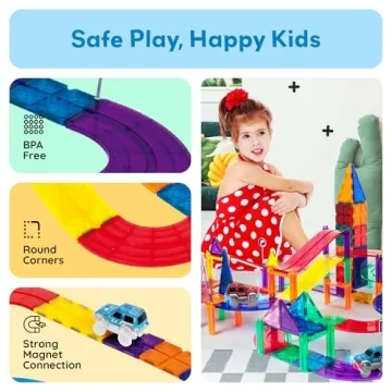 PicassoTiles 50 Piece Race Car Track Building Block Set