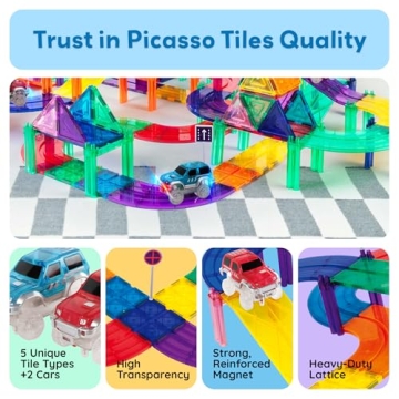 PicassoTiles 50 Piece Race Car Track Building Block Set