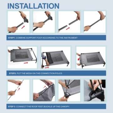 Hooyeatlin Small Elevated Dog Bed with Canopy - Upgraded 30IN Outdoor Raised Dog Cot Bed with Removable Shade Tent, Dog Cot Gray(S Size)