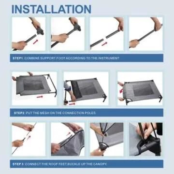Hooyeatlin Small Elevated Dog Bed with Canopy - Upgraded 30IN Outdoor Raised Dog Cot Bed with Removable Shade Tent, Dog Cot Gray(S Size)