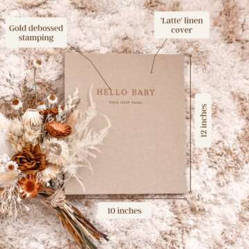 Peachly Baby Memory Book Girl | Minimalist Floral Baby Book Girl First Year Baby Book Keepsake for M...