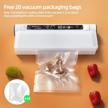 Food Vacuum Sealer Machine with 75KPA Suction and 20 Bags