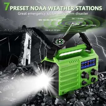 Emergency Weather Radio, 5 Ways Powered Crank Solar Radio, Portable AM/FM/SW/NOAA Weather Radio Batt...