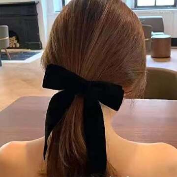 Yheakne Velvet Hair Bow Tail Satin Bow Long Tail Headpieces Winter Hair Barrette Headwear Hair Acces...